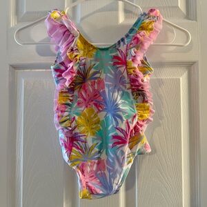 Stitchy Fish Colorful Ruffled One-Piece Swimsuit Size 4T